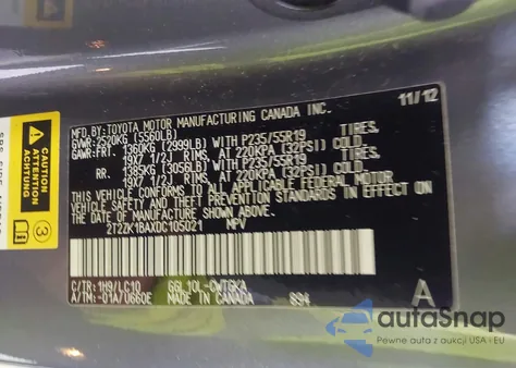 2013 Lexus Rx 350 z USA, uszkodzony, nr VIN 2T2ZK1BAXDC105021